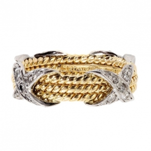 Tiffany & Co. Jean Schlumberger Rope Diamond Platinum and 18k Yellow Gold Ring Size 48