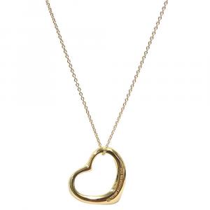 Pre Owned Tiffany & Co. Elsa Peretti Heart 18K Yellow Gold Necklace