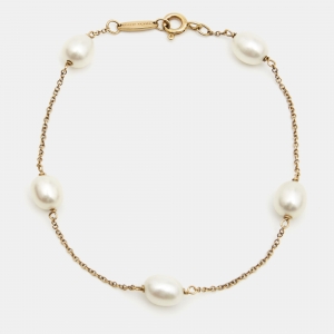 Tiffany & Co. Elsa Peretti Cultured Pearls 18k Yellow Gold Bracelet
