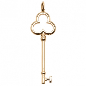 Pre Owned Tiffany & Co. Trefoil Key 18K Yellow Gold Pendant Necklace
