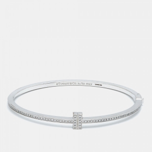 Tiffany & Co. Tiffany T Diamond Hinged 18k White Gold Bracelet