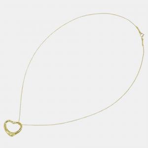 Tiffany & Co. 18K Yellow Gold and Diamond Elsa Peretti Open Heart Pendant Necklace