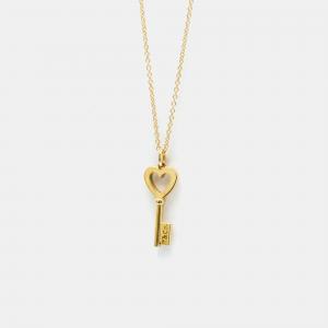 Pre Owned Tiffany & Co. 18K Rose Gold Heart Key Pendant Necklace