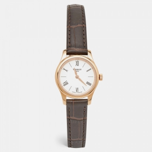 Pre Owned Tissot White Rose Gold Plated Stainless Steel Embossed Leather Tradition 5.5 T063.009.36.018.00 Women's Wriswatch 25 mm