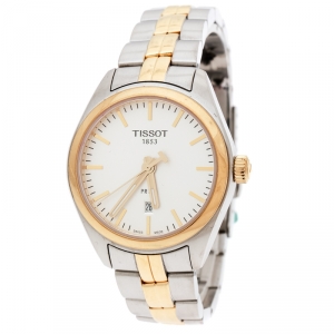 Tissot Silver White Two-Tone Stainless Steel PR100 Women's Wristwatch 39 mm