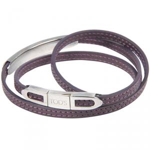 Tod's Lilac Leather Triple Wrap Bracelet