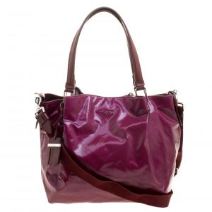 Tod's Burgundy Coated Canvas Medium Flower Tote