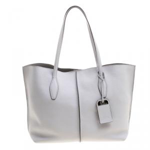 Pre Owned Tod's Light Grey Leather Medium Joy Shopper Tote