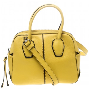 Tod's Yellow Leather Mini Nuovo Miky Top Handle Bag 