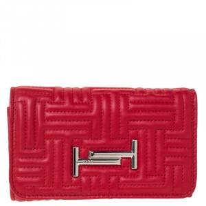 Pre Owned Tod's Red Leather Trifold Wallet
