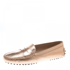 Tod's Bronze Leather Penny Loafers Size 41