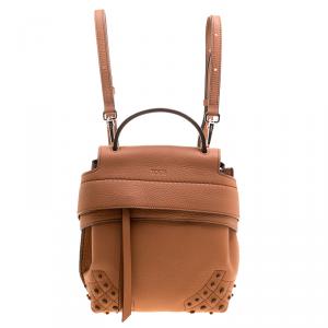 Tod's Brown Leather Mini Wave Top Handle Backpack