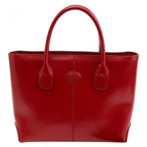 مملوكة مسبقًا Tod's Red Leather Classic D-Bag Tote