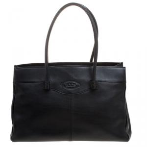 Tod's Black Leather Mocassino Tote