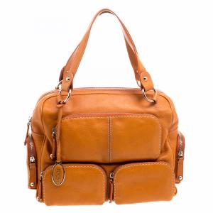 Pre Owned Tod's Orange Leather T Bag Media Satchel 