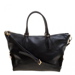 Pre Owned Tod's Black Leather ALR Tracolla Piccola Shopper Tote