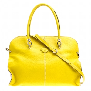 Tod's Yellow Leather Large Sella Top Handle Bag