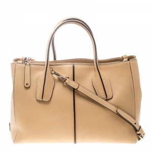 Tod's Beige Leather D-Styling Shopper Top Handle Bag