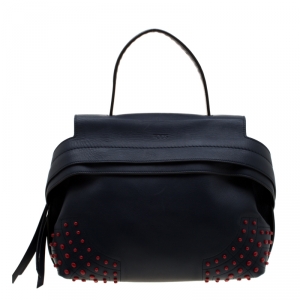 مملوكة مسبقًا Tod's Blue/Red Leather Wave Satchel