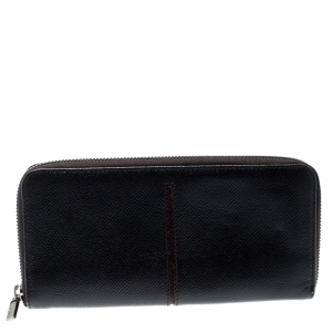 Tod's Black Leather Zip Around Wallet