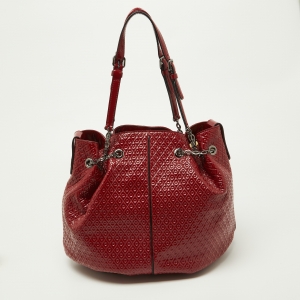 Tod's Red Patent Leather Chain Bucket Bag