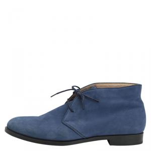 Pre Owned Tod's Blue Suede Lace Up Chukka Ankle Boots Size 37.5