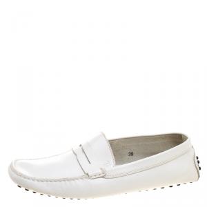 Pre Owned Tod's White Leather Penny Loafers Size 39