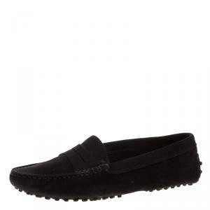 مملوكة مسبقًا Tod's Black Suede Penny Loafers Size 37.5