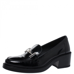 مملوكة مسبقًا Tod's Black Leather Double T Loafers Size 38