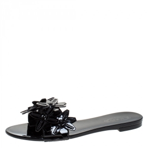 Pre Owned حذاء تودز أبليك جلد أسود لامع مقاس 37