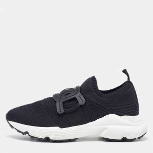 Pre Owned Tod's Black Knit Fabric Slip On Sneakers Size 38.5