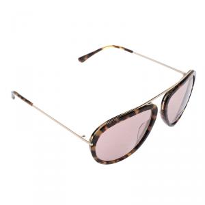 Pre Owned Tom Ford Brown Havana TF 452 Stacy Aviator Sunglasses