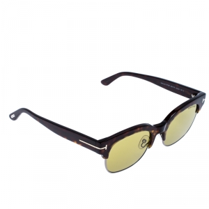 Pre Owned Tom Ford Brown/Green Tortoise Harry-02 Half Rim Sunglasses