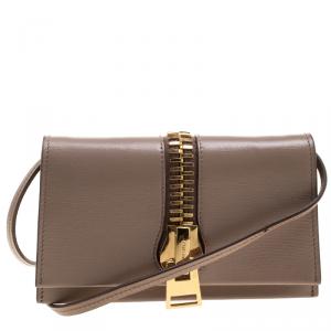 Tom Ford Beige Leather Sedgwick Zip Clutch 