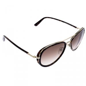 Pre Owned Tom Ford Brown Miles TF341 Aviator Sunglasses