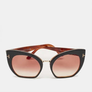 Pre Owned Tom Ford Brown Gradient Samantha TF553 Cat Eye Sunglasses