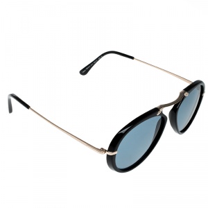 Pre Owned Tom Ford Black/Blue TF473 Aaron Aviator Sunglasses 