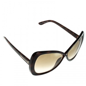 Pre Owned Tom Ford Brown/Brown Gradient TF277 Jade Square Oversized Sunglasses