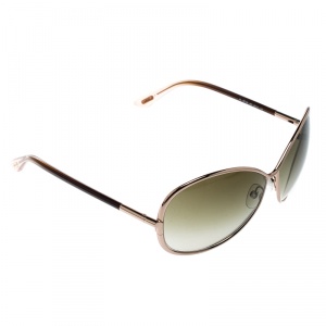 Pre Owned Tom Ford Gold/Brown Gradient TF180 Iris Oversized Round Sunglasses