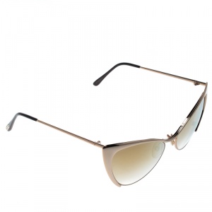Pre Owned Tom Ford Gold Mirrored TF304 Nastasya Cat Eye Sunglasses
