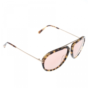 Pre Owned Tom Ford Brown Havana TF 452 Stacy Aviator Sunglasses
