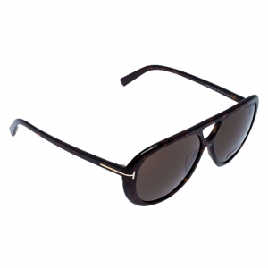 Pre Owned Tom Ford Brown Tortoise Marley Aviator Sunglasses