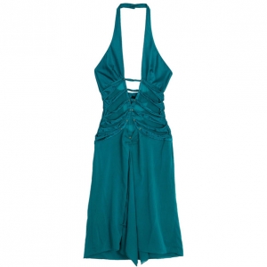 Tom Ford for Gucci Peacock Blue Corset Bodice Halter Dress M