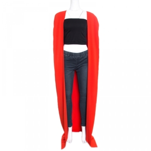 Tom Ford Scarlet Red Silk Open Front Cape Coat L