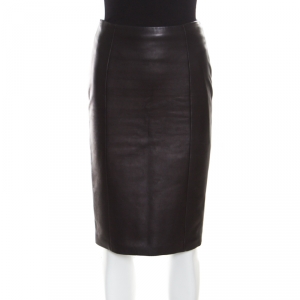 Tom Ford Brown Leather Paneled Perversity Pencil Skirt XS