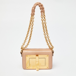 Tom Ford Peach Python Mini Natalia Shoulder Bag