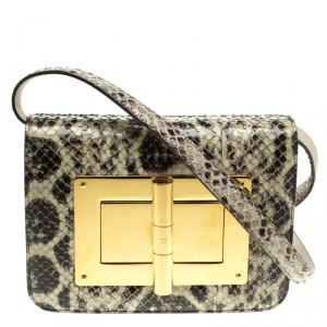 Pre Owned Tom Ford Black/Beige Python Small Natalia Shoulder Bag
