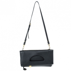 Tom Ford Black Leather Alix Fold Over Bag