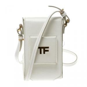 Tom Ford White Leather Mini Camera Crossbody Bag
