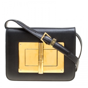 Pre Owned Tom Ford Black Leather Small Natalia Crossbody Bag